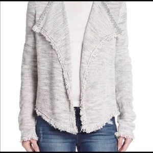 Joie gray fringed tweed drape cardigan